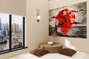 Дизайн проект спальни женской, Турция. Стиль японский