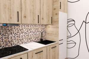 Дизайн проект кухни из нат. дуба, Россия. Современный стиль