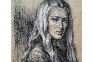 Серсея Ланнистер. Уголь, меловой карандаш, крафт-бумага.