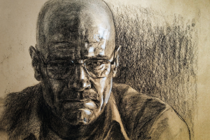 Уолтер Уайт - Хайзенберг.Уголь, меловой карандаш, крафт-бумага.