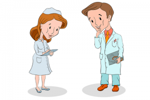 Векторная иллюстрация "Врач и медицинская сестра"