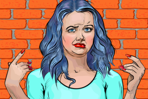 Векторная иллюстрация "Девушка, испытывающая отвращение"