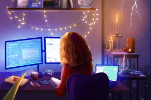 Девушка за столом