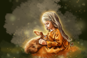 Портрет девочки с кроликом