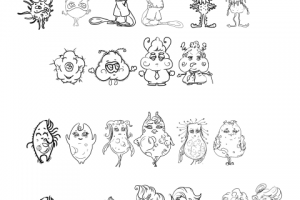 Эскизы персонажей-монстриков