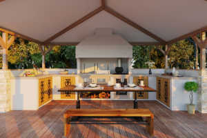 Визуализация открытой летней кухни