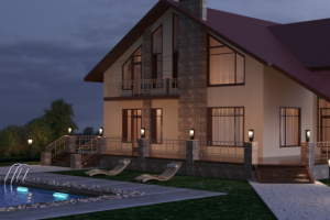 Визуализация экстерьера     коттеджа