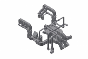 Полная визуализация Газовоздухопроводов Котла БКЗ-75