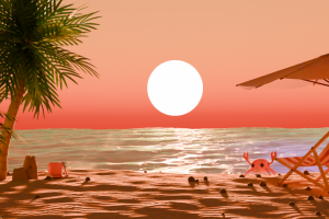 Закатный пляж