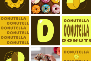 Дизайн коллажа для заведения с пончиками.