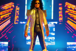 Майкл Джексон в полный рост на сцене