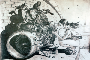 Девушка и аэроцикл