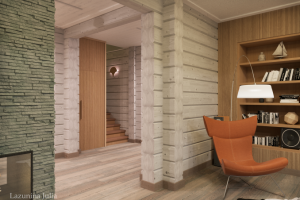 Визуализация дома из клееного бруса 2017г. Холл