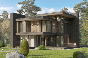 Визуализация современного комбинированного дома 2018 г.