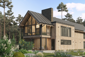 Визуализация современного деревянного дома 2018 г.