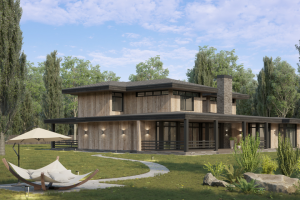 Визуализация современного деревянного дома 2018 г.