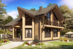 Визуализация дома из клееного бруса 2017 г.