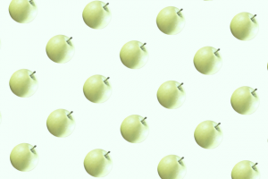 Иллюстрация яблоки зеленые.