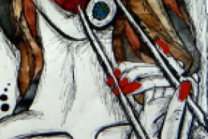 Картина, акварель, тушь, перо