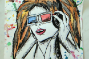 Картина, акварель, тушь, перо