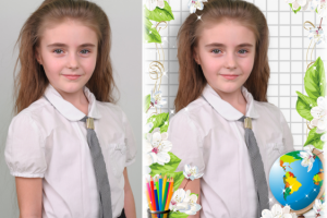 Ретушь, замена фона, рамка