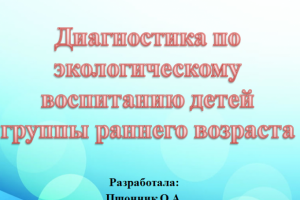 Диагностика  в группе раннего возраста