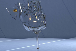 Анимация выстрела пули в бокал