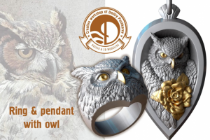 3d модели кольца и подвески с совой