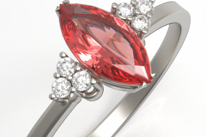 Ruby ring with diamonds