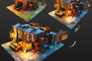 Stylized Gold mine upgrade levels