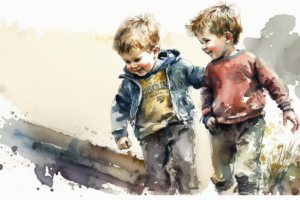 Акварельный скетч братья