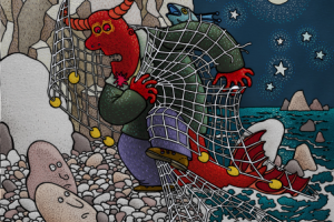 Морской черт запутался в сетях