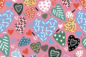 Векторная иллюстрация/паттер «Сердечки»