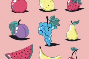 Векторные иконки/стикеры «Еда/фрукты»