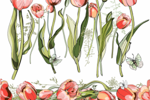 Pink tulips and wildflowers for a festive wreath