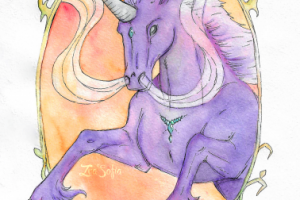 Единорог/ Эскиз тату/ Акварель