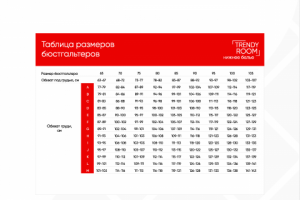 Таблица размеров в примерочную "Trendy Room"