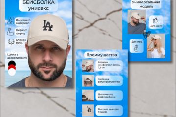 Серия карточек товара ‘кепка унисекс’