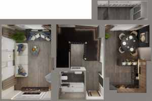 Дизайн интерьера двухуровневой квартиры (1 этаж)