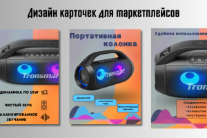 Инфографика и дизайн для акустической колонки