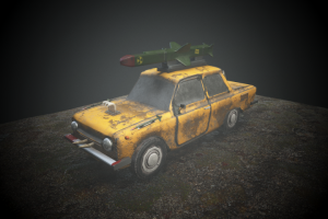 Лоу поли модель,  боевой автомобиль в стиле постапокалиптики