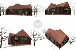 Экстерьер коттеджа в графическом стиле.