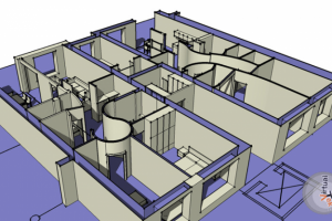 Модель квартиры, перед текстурированием.