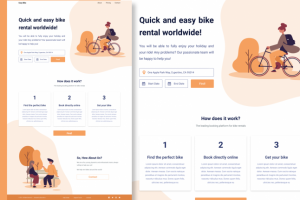 Дизайн одностраничника для компании по аренде велоспиедов