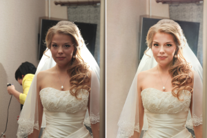 Очищен фон, осветлено и отретушировано лицо, поправлена причёска