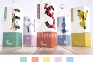 Дизайн упаковки для серии парфюмерии V-element
