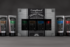 Дизайн упаковки набора мужской косметики Compliment