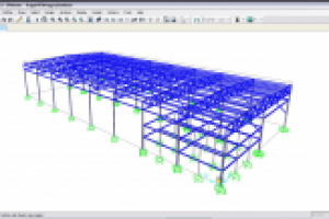 Расчетная модель металлического ангара в ПК Sap 2000