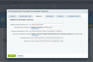 Заполнение seo-поисковой оптимизации сайта