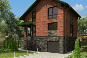 Дом из пеноболоков с кирпичной облицовкой